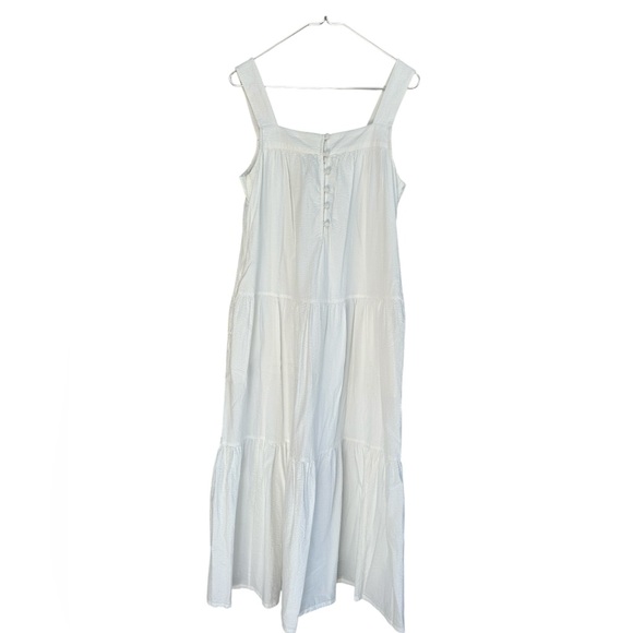 Faherty Marina Seersucker Maxi Dress White, Tiered Boho Maxi Dress, Size Small - Picture 3 of 11